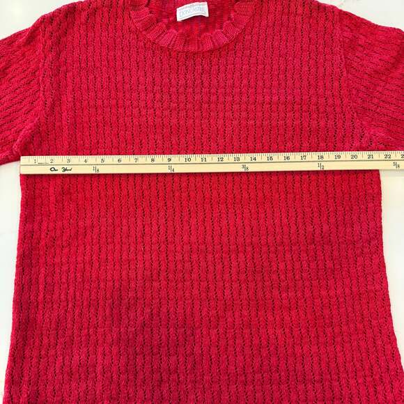 Doncaster Vintage Red Knit Sweater | Chunky Textured Pullover | Classic Cozy - Picture 3 of 6